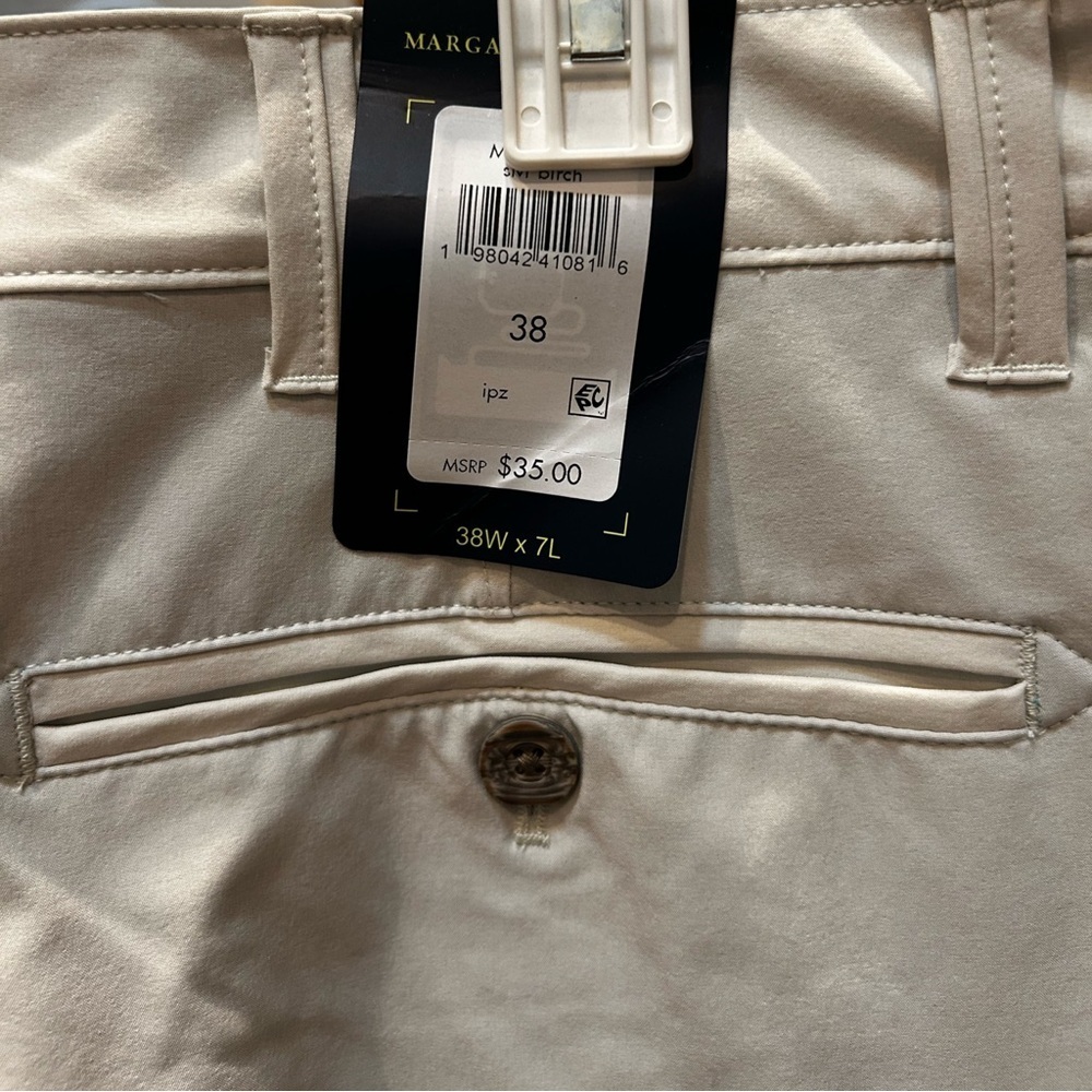 Margaritaville Men's Light Cream Flat Front Shorts - Picture 4 of 6